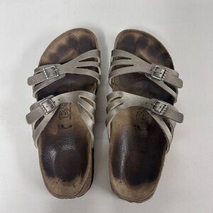 Birkenstock Silver Strappy Sandals